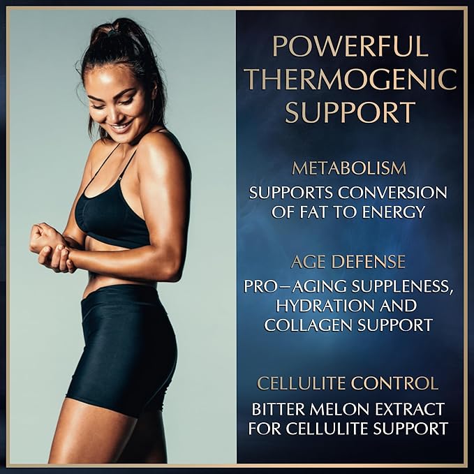 Granions Thermogenic Hydrolyzed Collagen Burn - Hyaluronic Acid Vitamin C - Cellulite Defense and Dermal Repair Multi Collagen Peptides Capsules for Women and Men - 90 Pills