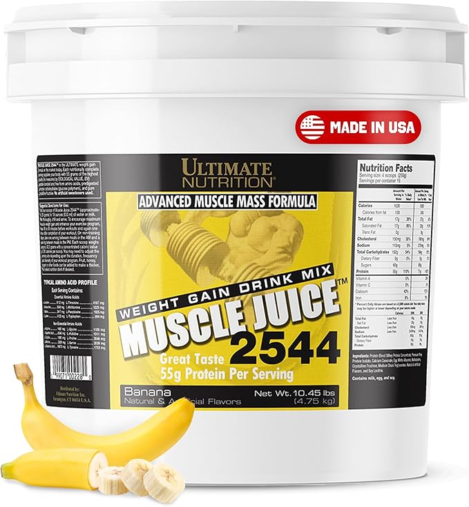 Ultimate Nutrition Muscle Juice Weight Gain Drink Mix - Mass Gainer Workout Powder for Men &amp Women - Supplement for Lean Muscle Growth &amp Immune Support with 55g Protein - Banana 10.45lb