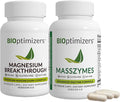 BiOptimizers Magnesium Breakthrough 4.0 (30 Capsules) &amp MassZymes 4.0 (120 Capsules) - Natural Sleep Brain and Digestive Health Support Supplement Bundle