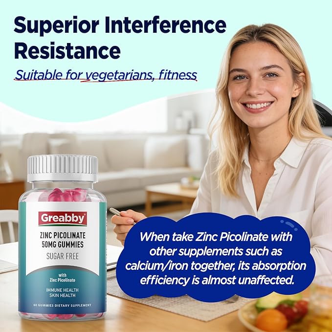 Zinc Copper Gummies Zinc Picolinate 50mg &amp Copper Glycinate 2mg High Absoprtion Form Immune Health Support