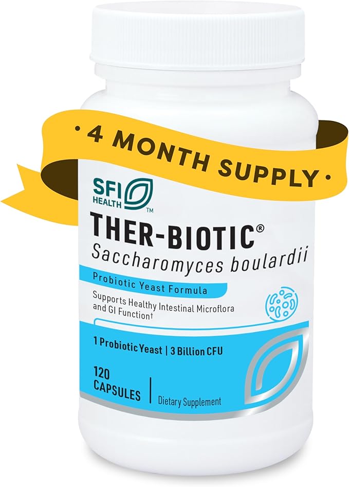 SFI Health Klaire Labs Saccharomyces Boulardii Probiotic - Acid Resistant &amp Shelf-Stable Supplement to Support Healthy Yeast Balance Immune &amp Digestive Health - Hypoallergenic Dairy-Free (12