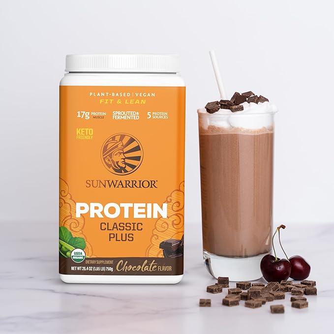 Creatine Powder &amp Chocolate Classic Plus Organic Protein Powder Set | Bundle &amp Save | Vegan Protein Superfood Blend plus Unflavored Creatine Monohydrate (60 Servings Unflavored 30 Servings Ch