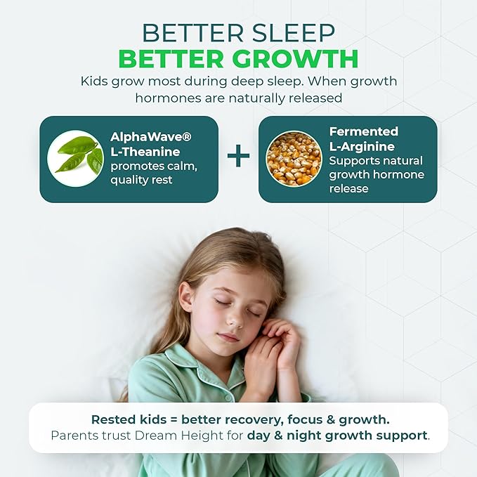 DREAM HEIGHT Natural Growth Supplement Support Bone Strength Immune Sleep Support Clinically Studied Ingredients Physician Reviewed Formula 120 Small Easy Swallow Capsules for Kids &amp Teens