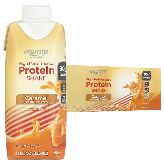 Equate High Performance Protein Shake Meal Replacement 30g Protein Low Sugar Gluten Free Lactose Free Nutritional Shake Ready to Drink for Workout Recovery and Muscle Gain 11 oz