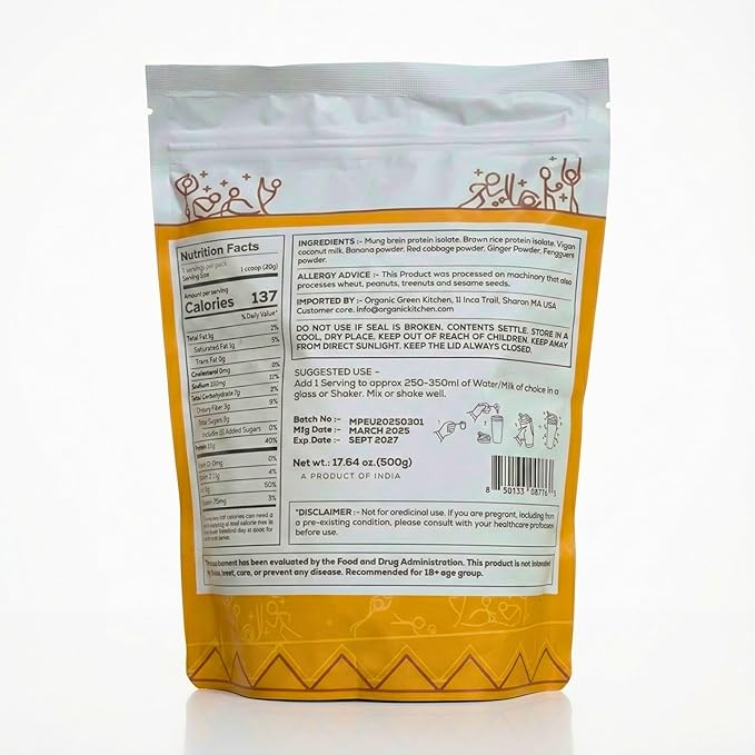 It's Moong Plant Protein Powder Unflavored | Mung Bean &amp Brown Rice Isolate Blend Ginger &amp Fenugreek 24g Protein &amp 4.7g BCAAs | Vegan Gluten Free Soy Free Lactose Free Non-GMO 17.64