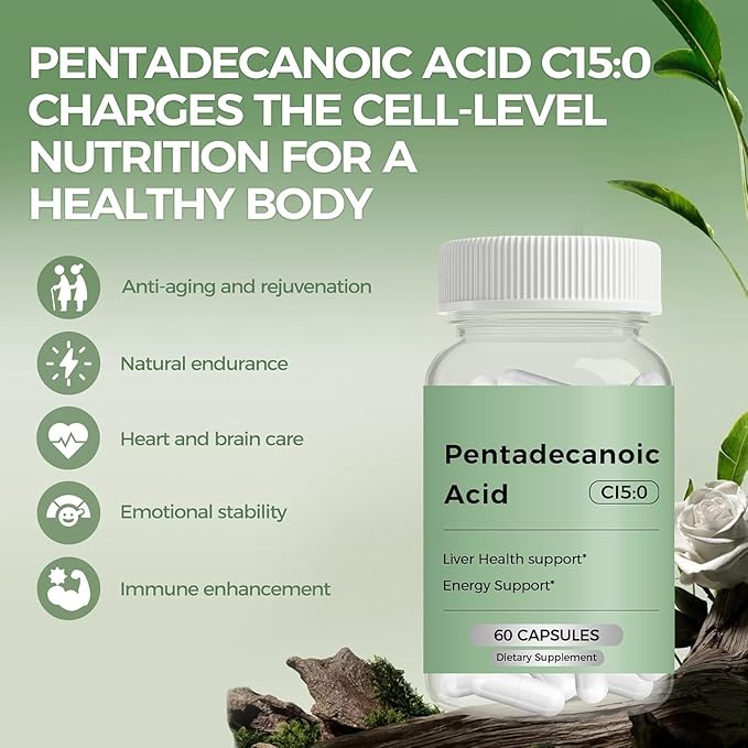 Pentadecanoic Acid C15:0 Supplement from High Altitude Goat Milk Supports Mitochondrial Health - 60 Capsules
