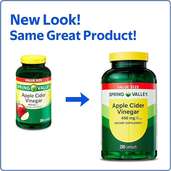SUREFECT Spring Valley Apple Cider Vinegar 450 mg Capsules - 250 Count Organizer