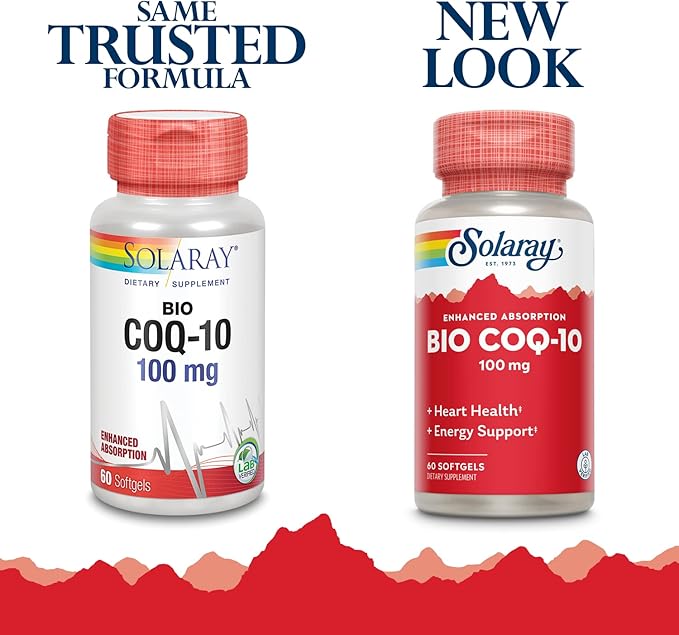 SOLARAY Bio CoQ-10 100 mg | Enhanced Absorption | Vitamins A &amp E | Healthy Heart &amp Cellular Energy Support (60 CT)