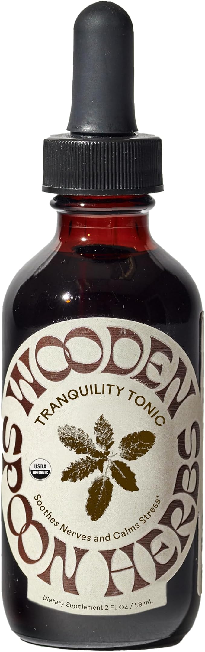 Wooden Spoon Herbs Tranquility Tonic | USDA Certified Organic Stress Relief &amp Sleep Aid Tincture | 6 Herb Complex with Organic Skullcap Ashwagandha Oat Tops Holy Basil Lavender | 2oz 32 Servi