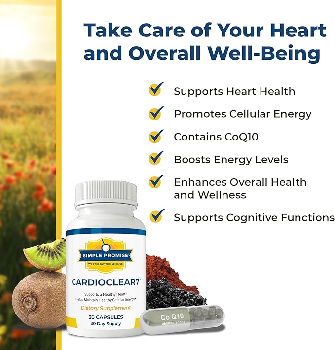 Simple Promise Heart &amp Cholesterol Support Bundle - Supports Heart Health &amp Energy - Cholibrium &amp CardioClear 7 for Circulation &amp Cellular Energy - 90 Capsules