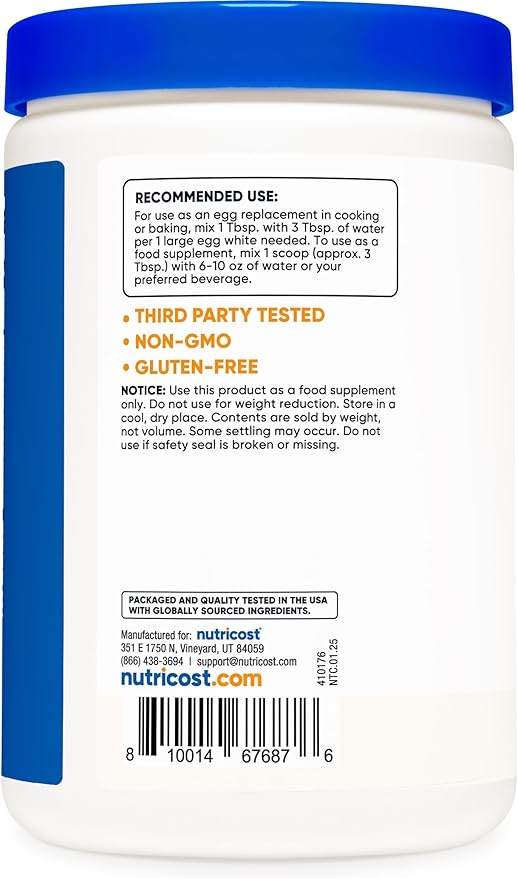 Nutricost Egg White Protein Powder 8oz (Unflavored) - Non-GMO Gluten Free