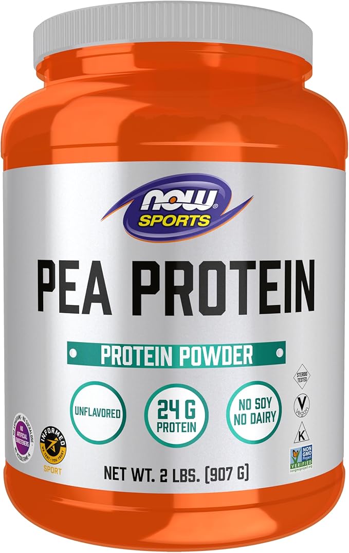 NOW Foods Sports Nutrition Pea Protein 24 g Fast Absorbing Unflavored Powder 2-Pound