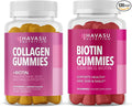HAVASU NUTRITION Biotin and Collagen Gummies Bundle Ultimate Hair Growth Supplement with 5000mcg Type I and III with Zinc Vitamin E &amp C and 3000mcg Biotin for Hair Skin and Nail Growth