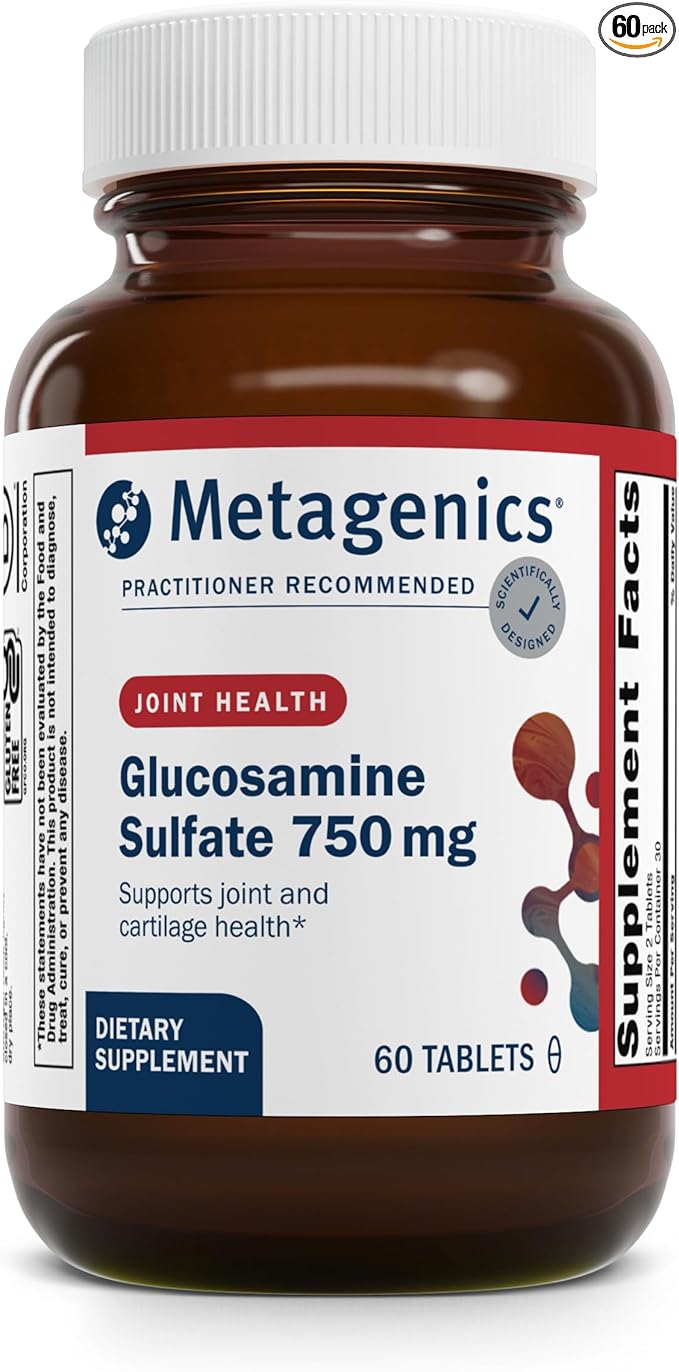 Metagenics Glucosamine Sulfate - Joint Health &amp Mobility Support* - 1500 mg Glucosamine Sulfate per Serving - Supports Cartilage Integrity &amp Flexibility* - Non‑GMO Gluten‑Free - 60 Tablets
