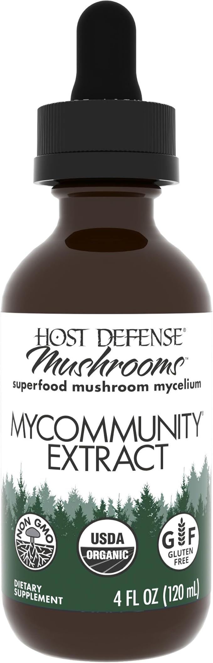 Host Defense MyCommunity Extract - 17 Species Blend Mushroom Supplement for Immune Support - Extract with Lion's Mane Reishi. Chaga Cordyceps Turkey Tail &amp More - 4 fl oz (120 Servings)*