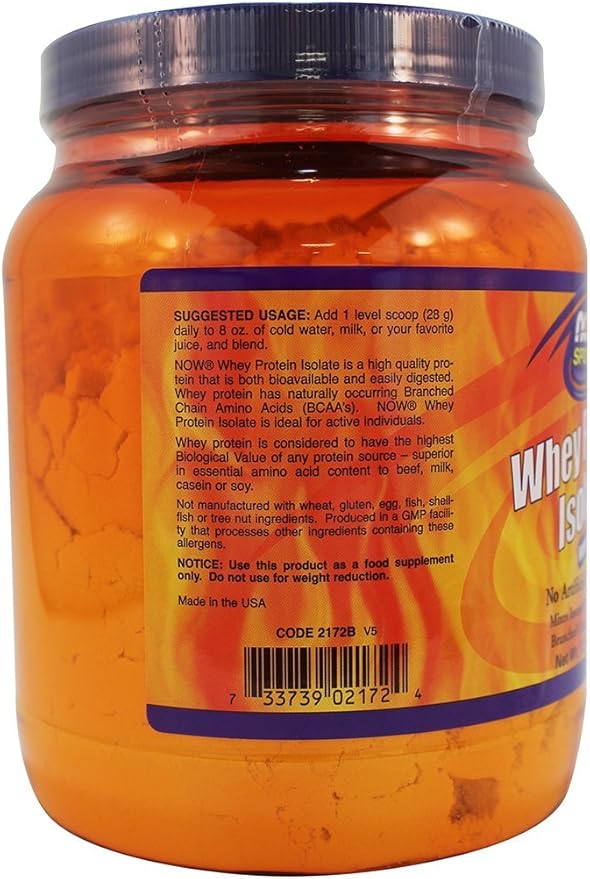 NOW Foods: Whey Protein Isolate Unflavored Powder 1.2 lb (2 Pack)