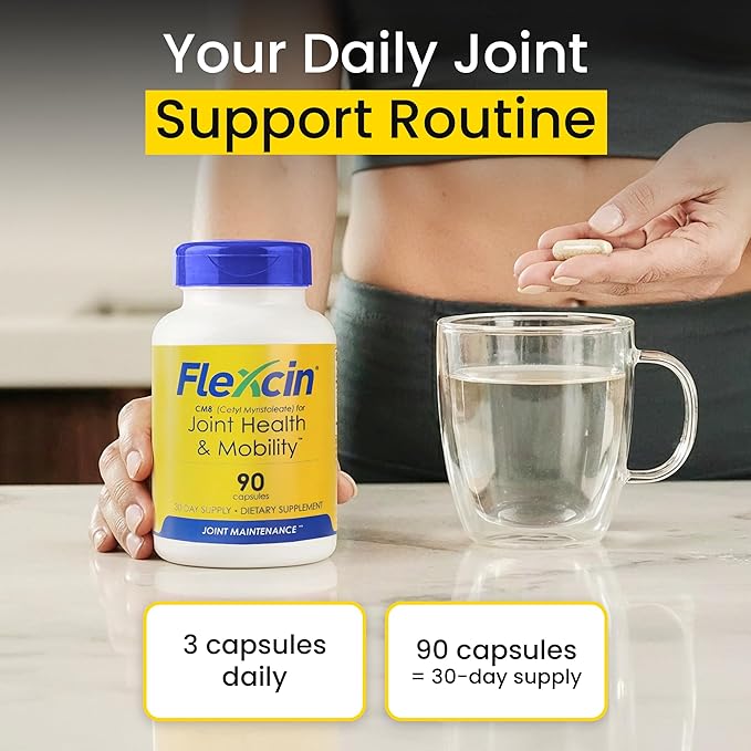 Flexcin Joint Health &amp Mobility Formula with CM8 (Cetyl Myristoleate) - Joint Supplements for Men and Women with Glucosamine MSM Collagen Type II - 3 Pack (270 Capsules)