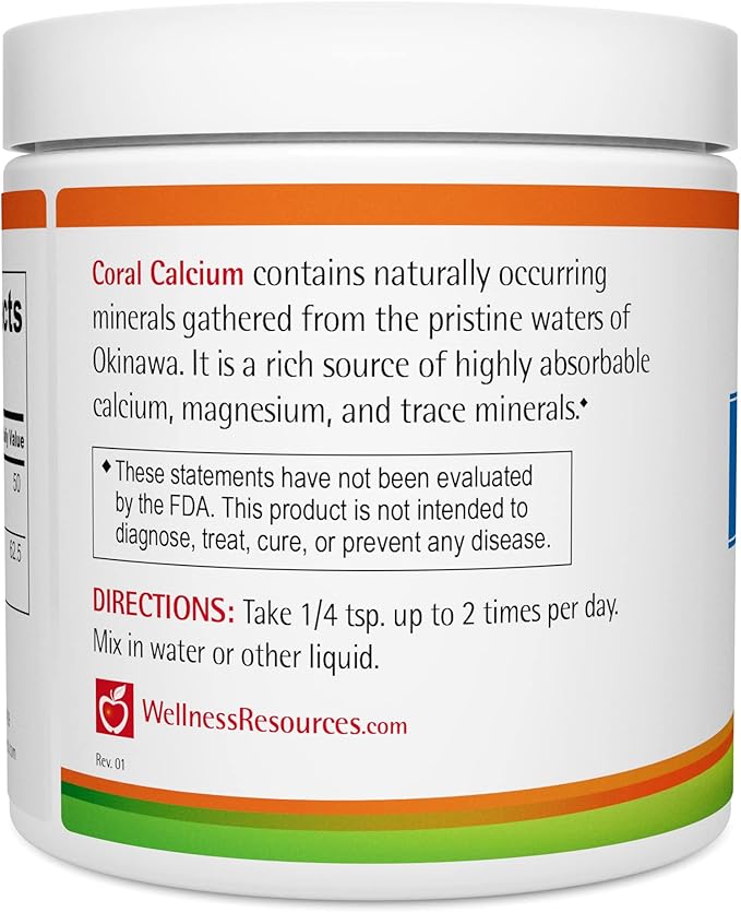 Coral Calcium Powder Marine Grade Natural 2:1 Calcium to Magnesium Ratio (500mg 60 Servings)