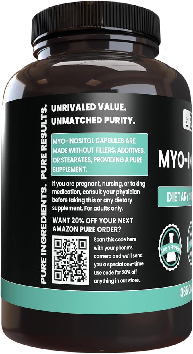 Myo-Inositol (365 Capsules) No Magnesium Or Rice Fillers Always Pure Lab Verified