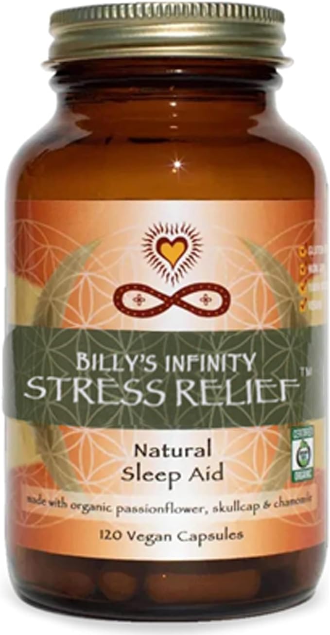 Infinity Stress Relief Adaptogen Mood Support Supplement with Passion Flower Skullcap and Chamomile Organic Vegan Non GMO 40 Day Supply (120 Capsules)