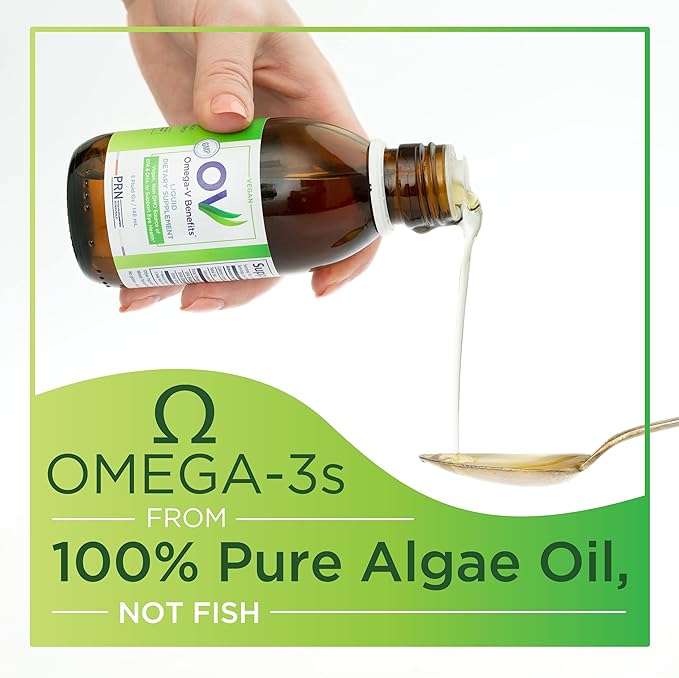 Omega-V Benefits Liquid Omega 3 Supplement - 5 oz 30-Day Supply - Vegan Supplement with 1000mg EPA &amp DHA for Eye Health (Pack of 3)