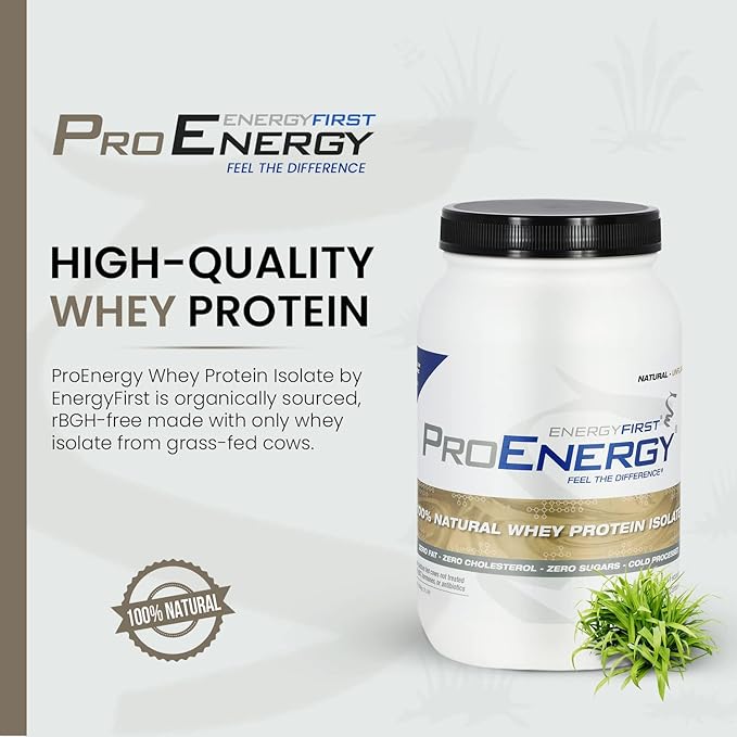 EnergyFirst Natural Grass Fed Whey Protein Isolate Powder Unflavored Protein Powder ProEnergy Protein Shake for Meal Replacement &amp Post Workout Recovery Non-GMO Sugar &amp Gluten Free 36 Serv