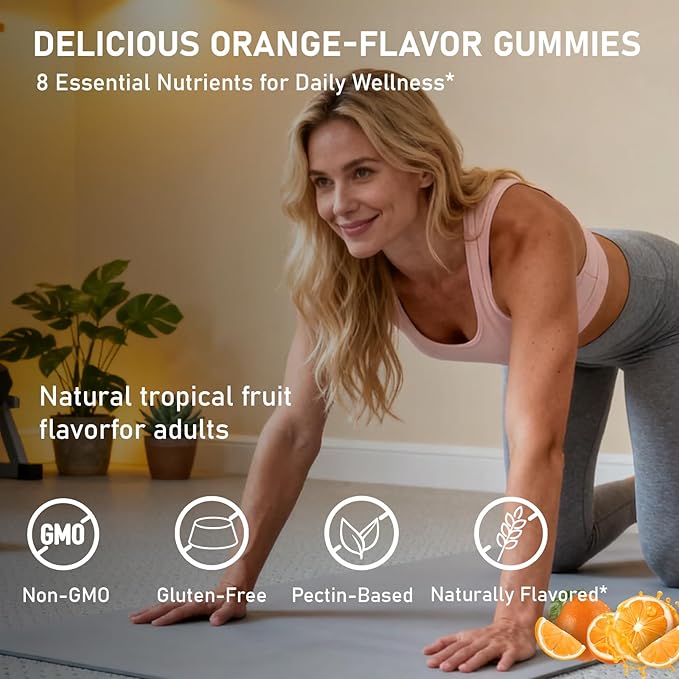 Iron Gummies with Vitamin C B6 B12 and Folate - Gentle Ferrous Bisglycinate for Daily Nutrition - Orange Flavor - 60 Gummies