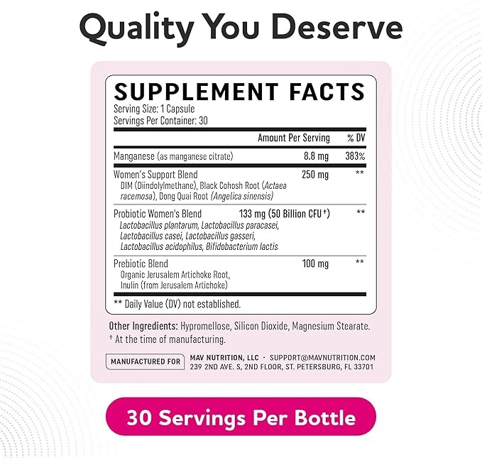Probiotics for Women | 50 Billion CFU for Vaginal pH Balance &amp Digestive Health Support | Female Probiotics with Prebiotics &amp Hormone Balance Blend | Third-Party Tested Vegan &amp Gluten-Fr