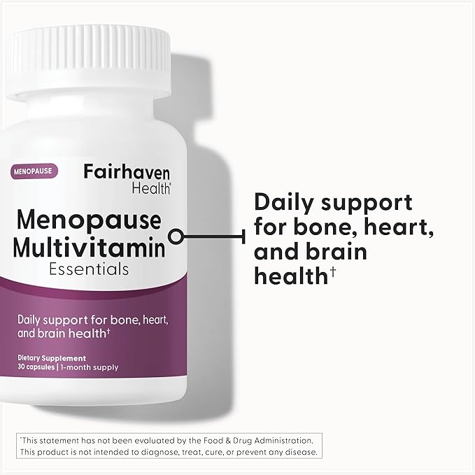 Fairhaven Health Menopause Multivitamin Essentials | Hormone Free Menopause Supplements for Women | Methylated Multivitamin for Women 50 and Over | Non-GMO | Perimenopause Supplements | 30 Capsules