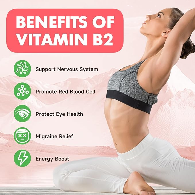 Vitamin B2 Gummies Riboflavin 400mg Supplement with Magnesium for Kids &amp Adults B2 Gummies for Migraine Relief &amp Nervous System Support Vegan Sugar-Free Raspberry Flavor 60 Count