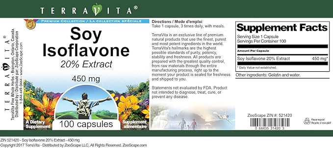Soy Isoflavone 20% - 450 mg (100 Capsules ZIN: 521420)