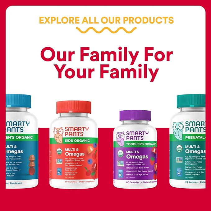 SmartyPants Multivitamin for Men &amp Women Multivitamin Gummies with Omega 3 (DHA/EPA) Vitamin D3 C Vitamin B12 B6 A K &amp Zinc Biotin Gluten Free 90 Count (30 Day Supply)