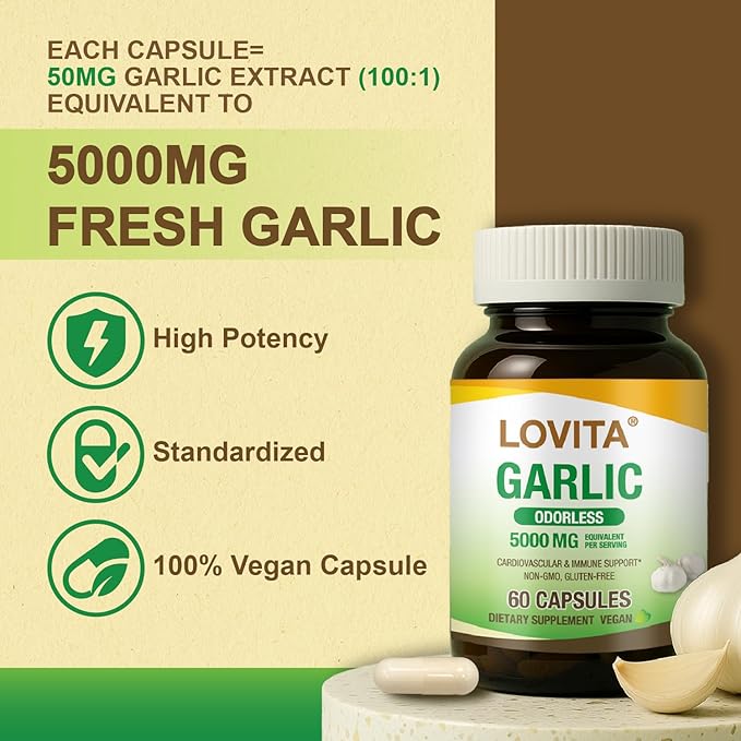 LOVITA 9-Piece Herbal Bundle - 3 Propolis Drops 3 Odorless Garlic &amp 3 Echinacea Liquids Immune &amp Heart Care (9 Pc)