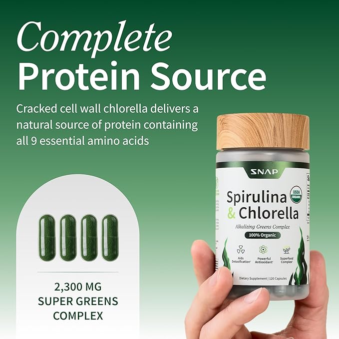Snap Supplements Liver Health + Organic Spirulina and Chlorella Bundle 60 + 120 Vegetarian Capsules