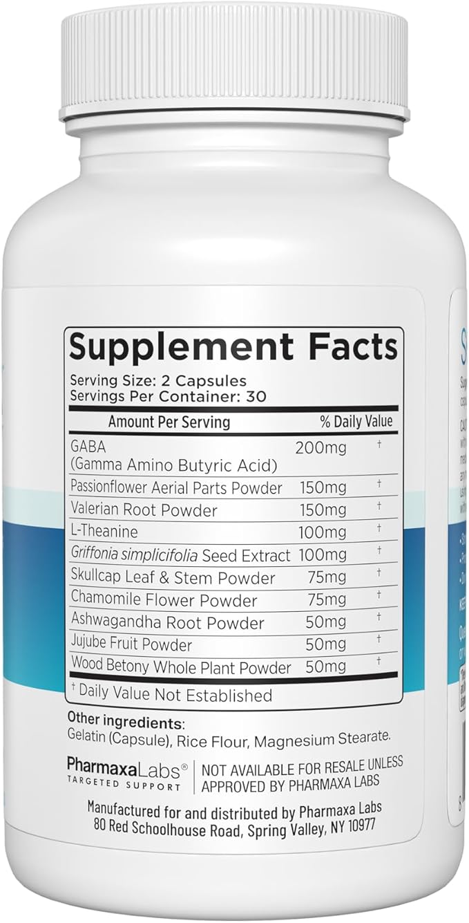 Stress Relief Supplement - Supports Mood &amp Mental Focus - Feel Calm and Relaxed - Eases Tension &amp Nervousness - Ashwagandha GABA Valerian &amp L-Theanine - 60 Capsules (Pack of 2)