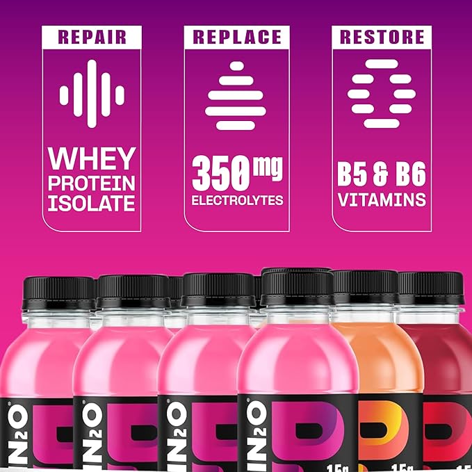 Protein2o Hydration Drink - 2-in-1 Liquid Clear Whey Protein Isolate and Electrolyte Drink - 15g Protein Vitamins B5 B6 - Post-Workout Recovery - 16.9 Fl Oz - Flavor Fusion Variety(Pack of 24)