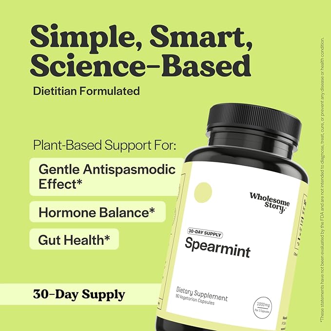 Spearmint + Myo &amp D Chiro Inositol | Organic Spearmint Capsules &amp Myo &amp D-Chiro Inositol Bundle Supplement | Hormonal Balance &amp Healthy Ovarian Function Support for Women | 30 Day Supp