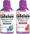 BlueBonnet Nutrition Liquid Calcium Citrate Magnesium Citrate Vitamin D3 Bone Health Gluten Free Soy Free Milk Free Kosher Blueberry and Mixed Berry Combo