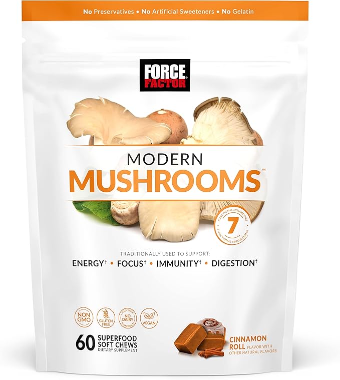 Force Factor Better Turmeric Joint Support Supplement for Extra Strength Joint Health &amp Modern Mushrooms Soft Chews Mushroom Supplement with Lions Mane Turkey Tail