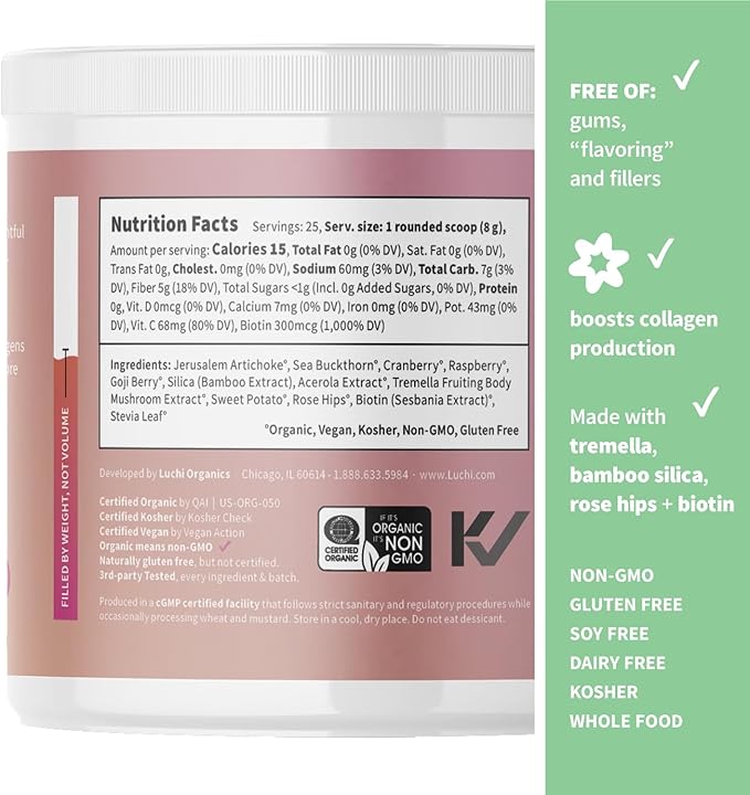 Sprout Living Colorfuel Beauty Powder Drink Mix Organic Superfoods + Adaptogens | Hair Skin &amp Nails Support Vegan Collagen Boost Biotin Silica Vitamin C Super Berry Flavor (25 Servings)