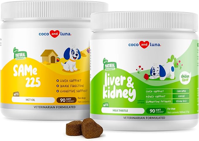 Milk Thistle + Same Soft Chews for Dogs Liver and Kidney Support Cognitive Health Liver Supplement.