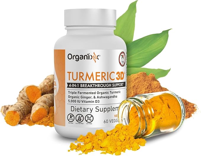 Organixx Joint &amp Muscle Care &amp Turmeric 3D Bundle Organic Turmeric Frankincense &amp Myrrh Plus Fermented Turmeric Ginger &amp Ashwagandha Supports Joint &amp Immune Health Gluten Free
