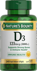 Nature's Bounty Vitamin D3 5000 IU Softgels Rapid Release Immune Support Vitamin D Supplements 240 Ct