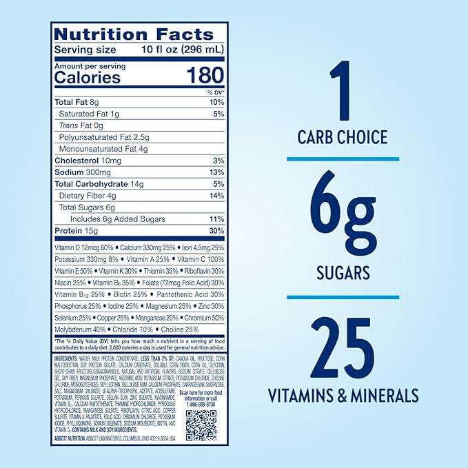 Glucerna Hunger Smart Diabetes Care Shake Classic Vanilla Diabetic Meal Replacement to Support Blood Sugar Management 15g Protein 180 Calories Ready to Drink 10 Fl Oz 24 Pack