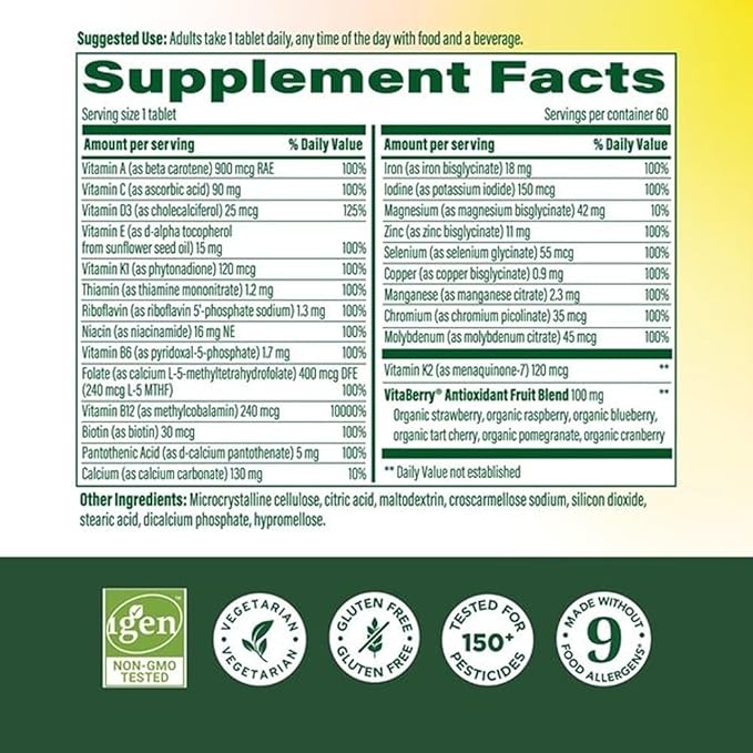 MegaFood Whole Body Methylated Multivitamin for Women - Womens Multivitamin with Magnesium Glycinate Biotin &amp Methylcobalamin B12 Vitamins - Daily Energy &amp Immune Support - 60 Tablets 60 Ser