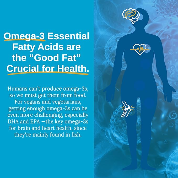 Xtendlife Vegan Omega 3 DHA &amp EPA for Heart Brain &amp Joint Support - Potent Plant-Based Supplement from Marine Algae - 30 Day Supply - Vegan &amp Vegetarian Friendly
