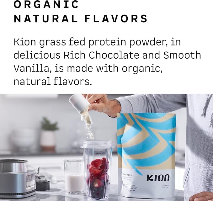 Kion Clean Protein | Grass-Fed &amp Pasture-Raised Whey Isolate Protein Powder | Smooth Vanilla | 30 Servings