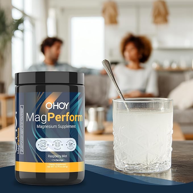 MagPerform Magnesium Citrate Powder - Natural Calm &amp Anti-Stress Drink Mix Supports Relaxation Restful Sleep &amp Calm Mornings - Non-GMO Vegan &amp Gluten-Free - Sugar Free Raspberry Lemon