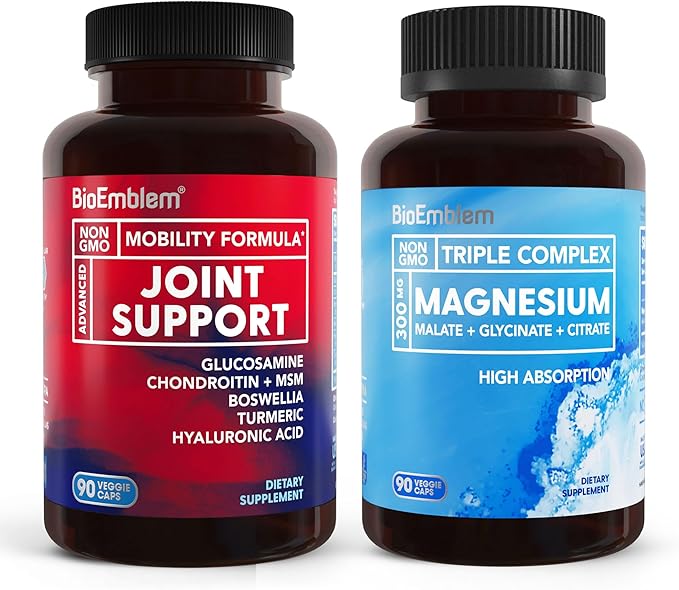 BioEmblem Triple Magnesium Complex and Joint Support for Enhanced Joint Health Vegan Non-GMO