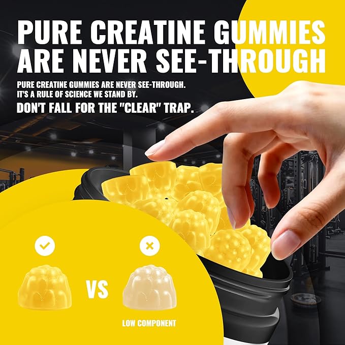Creatine Monohydrate Gummies – Pre-Workout Energy &amp Muscle Growth Support for Men &amp Women | Mango Electrolyte Gummies (135 Count)